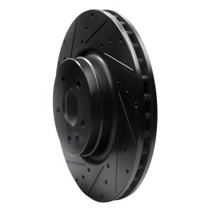 Tesla Model S Brake Rotor (1) - Front Left - R1 Concepts - Drilled & Slotted - Black - `12-`21